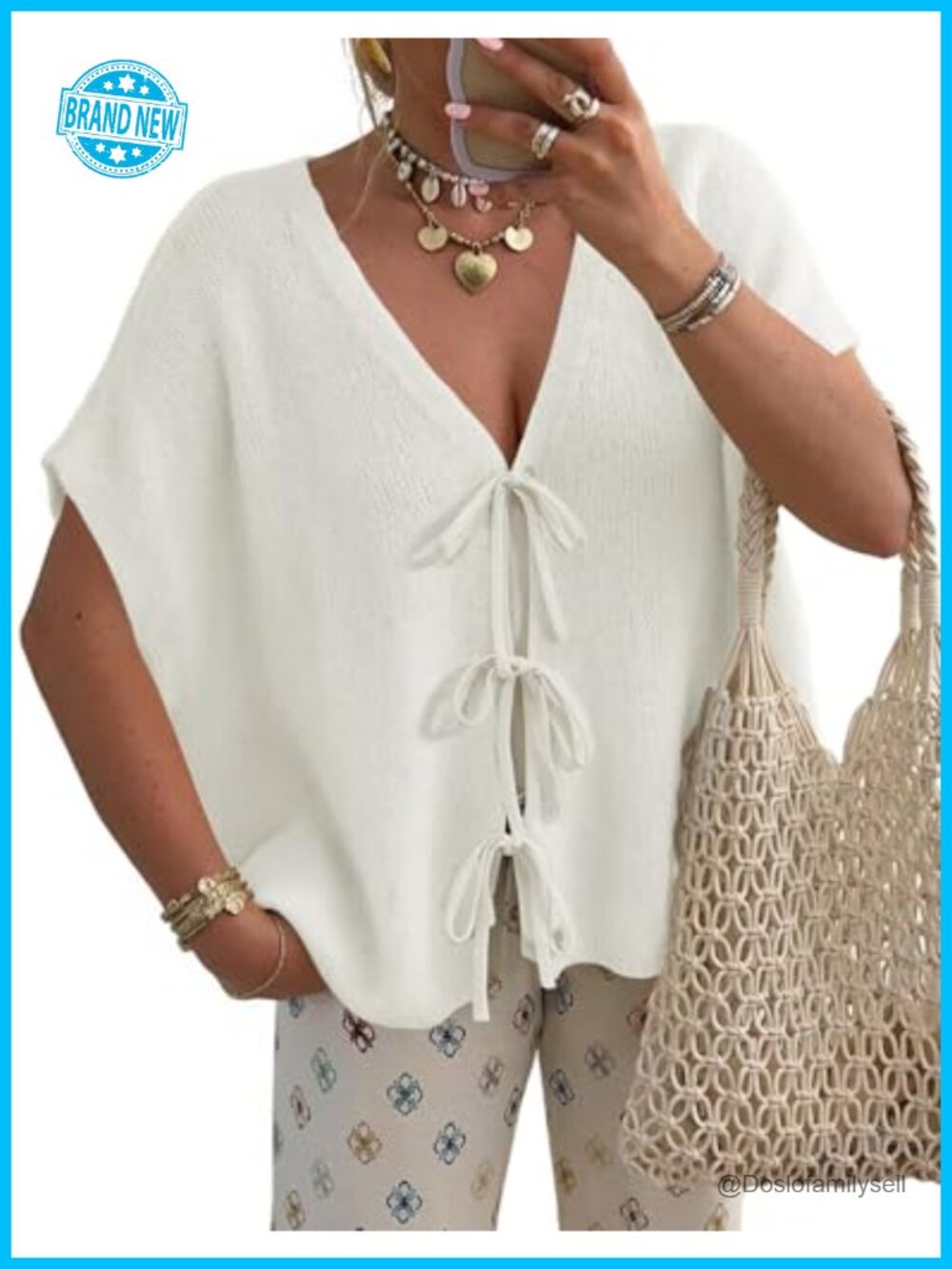 Womens Oversized Tie Front Cardigan Batwing Sleeve Lightweight Summer Sweater
